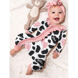 Newborn Girl Clothes Newborn Baby Girl Clothes Long Sleeve Rompers for Baby Girl Cows Printed Baby Clothes for Girls