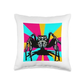 Terrarium Fan Shirts, Reptiles, Invertebrates, Ter Jumping Spider, Jumpingspiders, Andy Warhole Style, Colored Throw Pillow, 16x16, Multicolor