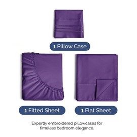 Twin Size 3 Piece Sheet Set - Comfy Breathable & Cooling Bed Sheets Set - Hotel Luxury Bedding for Women, Men, Kids, Teens, Boys & Girls - Deep Pockets, Ultra-Soft, Wrinkle Free - Oeko-Tex - Purple