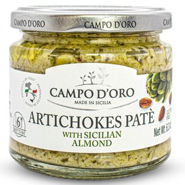 Creamy Artichoke and Almond Dip, 6.35 oz, 180 g. Non GMO, Artichoke Spread Sauce, Made with Sicilian Almonds Product of Italy, by Campo D'Oro
