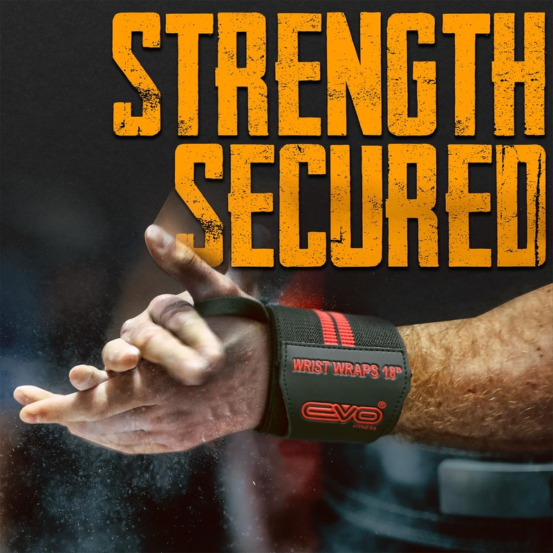 EVO Fitness Pair of 18” Deep Black Weight Lifting Wrist