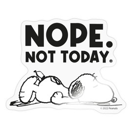 Spreadshirt Peanuts Snoopy Nope Not Today Office Humour Stickers, 10 x 10 cm, Glossy Transparent