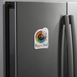 Hippie Soul Magnet for Refrigerator Locker Toolbox Car White Board Ammo Can - 5 Inches at Largest Point - KCM3083