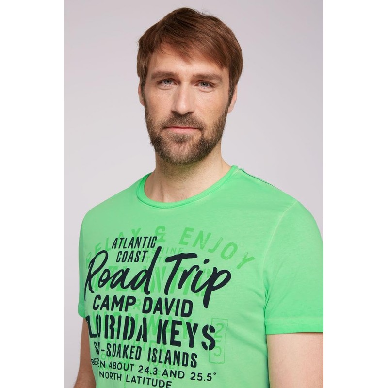 Camp David Mens Puff-Print Electric Green M T-Shirt, Green