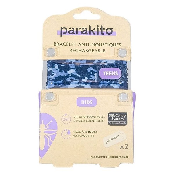 Parakito Bracelet Anti Moustique Rechargeable Kids, Blue