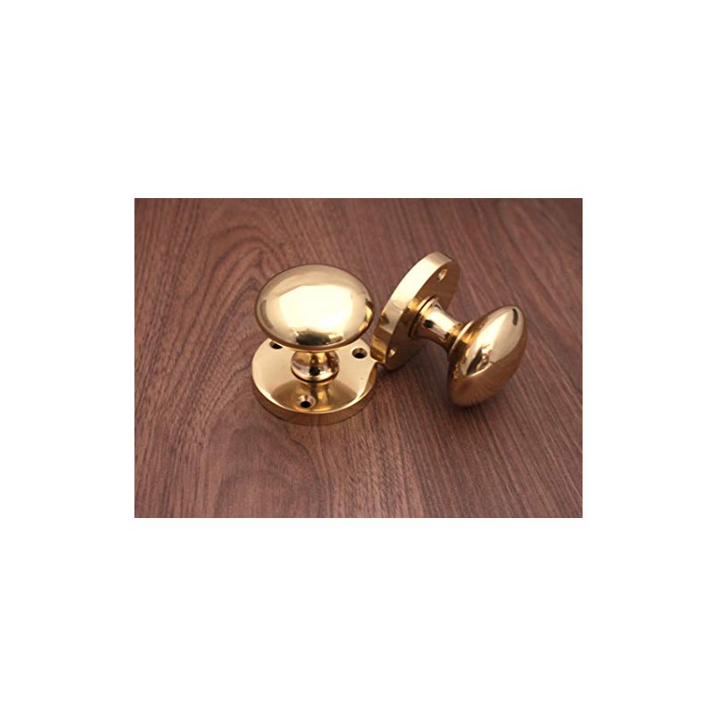 Infinity Decor Polished Brass Victorian Round MORTICE Door KNOBS Pair