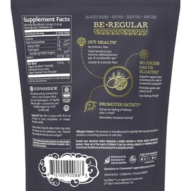 Fiber Supplement Prebiotic Organic | Vegan Fiber Supplement Plant-Powered Gut Health Booster with Pure Ingredients for Digestive Harmony | Vegan & Non-GMO | 8oz Pouch (30 SRV) Be Well by Sunwarrior