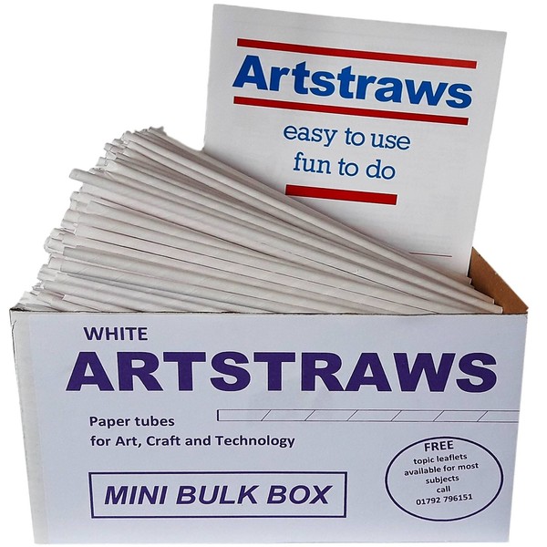 Artstraws White Paper Straws Mini School Bulk Box Pack for Craft Crafting Modelling Maths Art Straw Packs Thin