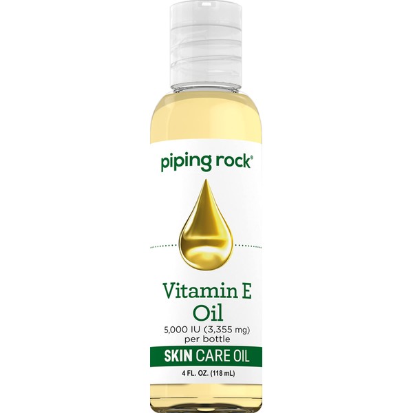 Piping Rock Vitamin E Oil 5000 IU | 4 floz | Skin, Hair, & Face Oil | Nourishing Vegetarian Oil Complex