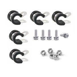 Rubber Cushioned Insulated Clamps with Bolts, 304 Stainless Steel Cable Clamps, R-Type Shockproof Metal Clamp, Tube Holder for Tube, Pipe, Wire Cord Installation (Φ40)