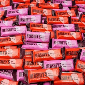Valentine's Day HersheyBar Milk Chocolate to from exchnage 1 Pound Snack Size Candy Bars, Bulk Bag Pack Individually Wrapped Miniature Chocolate Bars