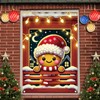 Saoplasa Christmas Party Banner Gingerbread Santa Hat Window Scene Holiday