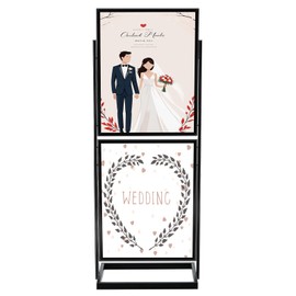 Gisafai 2 Pcs Sign Holder Floor Stand, 22×28 Inch Double Sided Heavy Duty Slide-in Poster Stand for Display, 2 Tier Banner Standing for Outdoor Indoor Business Store Advertising