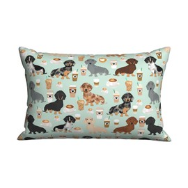 Cute Colored Coffee Dachshund Pillowcase for Hair and Skin, Queen Size (20x30 inches) Bed Home Decor Pillow Cover - Soft and Cozy Brushed Microfiber - Hidden Zipper Closure Print