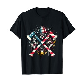 Firefighter American Flag - Patriotic Fire Department USA T-Shirt