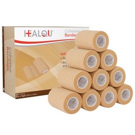 HEALQU Self Adhesive Bandage Wrap - 12 Rolls 2in x 5yd Cohesive Tape for Athletic and Sports - Self Adherent Medical Tape, Flexible, Elastic Bandages for Wrist & Ankle Vet Wrap for Dogs