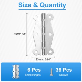sourcing map 6Pcs 90 Degree Small Hinges for Wooden Box, Folding Butt Hinges Cabinet Hinges with Screws for Cabinet Doors Wooden Box Drawer (Silver)