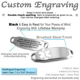 My Identity Doctor - Medical Alert Bracelet for Women with Engraving - 5mm Steel, Glass - White - Wrist Size 5.5 Inch