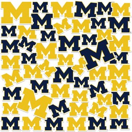 University of Michigan Primary Logo 50ct Vinyl Large Deluxe Stickers Variety Pack - Laptop, Water Bottle, Scrapbooking, Tablet, Skateboard, Indoor/Outdoor
