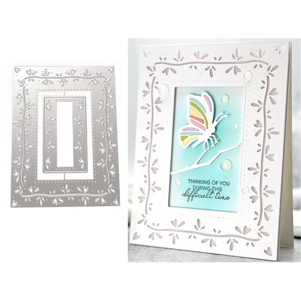 Ammsochy Cutting Dies Metal Stencils Scrapbooking Tools Flowers Lace Frame
