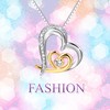 Two-Tone Heart Pendant with Micro-Inlaid Zircon Stones on Clavicle Chain