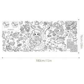 Giant Coloring Poster Tablecloth for Kids - Rectangular Educational Coloring Cover for Boys and Girls, Perfect for Birthday Parties, Games, and Party Supplies. (mermaid)