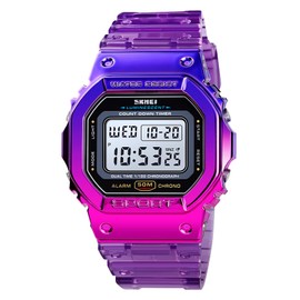 Tonnier Women Sports Watches Classic Digital Stopwatch for Man Outdoor Electronic Waterproof Wristwatch with Purple Band