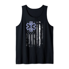 Thin White Line EMS EMT Paramedic American Flag Gift Tank Top