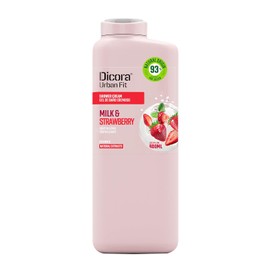 Dicora Urban Fit Gel de Ducha Nutritivo - Gel de Baño Natural para Mujeres y Hombres para Nutrición Profunda - Aroma Duradero - Leche y Fresa - 400 ml