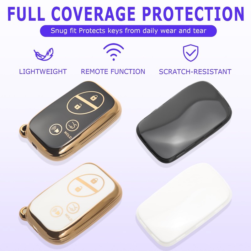 8T69T 2-Pack for Lexus Key Fob Cover with Keychain Accessories