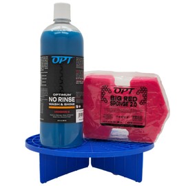 Optimum No Rinse Version 6 (32 Oz), Grit Guard Bucket Insert (Blue), and Big Red Sponge 2.0 (BRS) Car Cleaning Kit, ONR Rinseless Car Wash, Dirt Lock, and Professional Wash Sponge for Auto Detailing