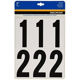 Hillman 842274 3" Peel-Off Black & White Vinyl Numbers Pack, 3-Inch, Black/White