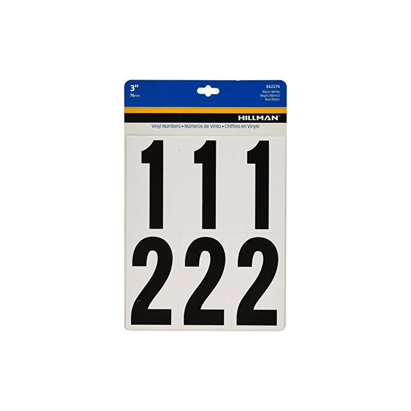Hillman 842274 3" Peel-Off Black & White Vinyl Numbers Pack,
