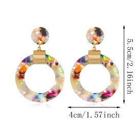 ANXIN Boho Exaggerated Creative Trapezoid Acrylic Earrings Retro Geometric Hollow Color Irregular Rectangle Earrings for Women (Style F)