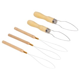 Pack of 5 Macrame Cord Beading Threading Needles with Wooden Handle, Line Threader, Bead Stringer with Wood Handle for Crafting