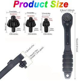 WADY 2 in 1 Drill Chuck Ratchet Spanner, Universal Chuck Key Replacement Tool for Drill, Dual-Use Ratchet Spanners with 3 Gears, Chuck Spanner for Most Electric Drills and Power Tools (1 Set)