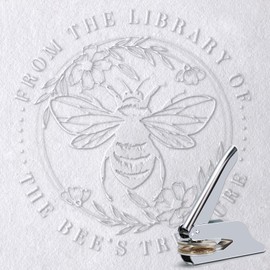  Book Embosser - from The Library of Book Lover Gifts, Library Embosser Perfect for Book Stamp and DIY Crafts (Bee's Treasure, Round)