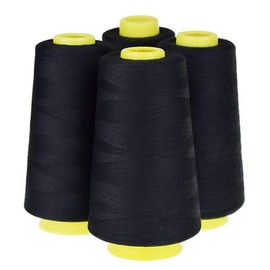 LNKA Black Sewing Thread Cones(4 Pack of 3000 Yards Each), All Purpose Polyester Thread Spools for Sewing/Serger Machines, Overlock, Quilting, Hand Embroidery