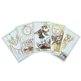 White Gold Tarot Deck with Guidebook – Luxury 78-Card Set with Gold Foil on 400 GSM Cardstock – Elegant White Tarot Cards for Beginners & Experts – Includes 88-Page Interpretive Guide