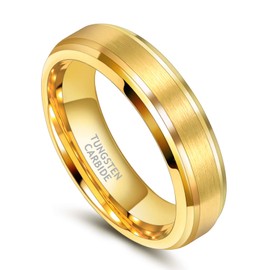 TRUMIUM 6mm Gold Tungsten Ring for Men Women Wedding Band Matte Brush Finish Comfort Fit 12.5