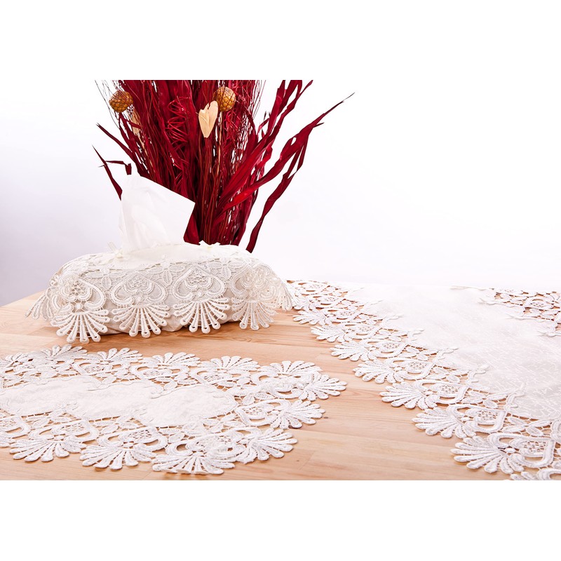 Gouchee Home Fancy White Lace Tissue Box Cover Set of