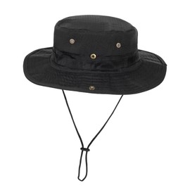 Sun-Hats-for-Men-Women-UV-Protection Wide-Brim Bucket Fishing Boonie Zoo-Keeper Hat M Black