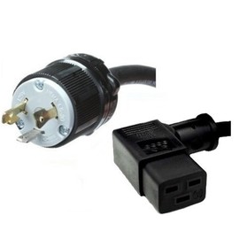 NEMA L5-30P to Right Angle C19, 15 Foot, 20A/125V, 12 AWG - Iron Box # IBX-8877-15M
