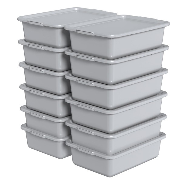 Anbers 13 L Food Service Bus Tub with Lid, 12-Pack