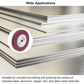 sourcing map Fleece Polishing Disc, Abrasive Fabric, Nylon Wire, 150 mm x 25 mm, 320 Grit for Stainless Steel, Copper, Red