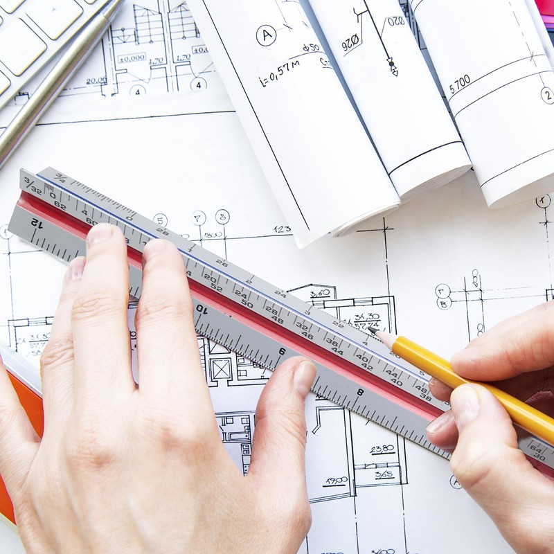 Kyuionty Architectural Scale Ruler 12 Inch, Imperial Scale Aluminum Laser-Etched