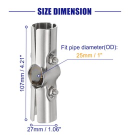 sourcing map 180 Degree Structural Pipe Connector 4pcs Chain Link Fence Line Rail Clamp Stainless Steel Corner Fitting End Rails Clamp, Fit OD 1 Inch(25mm)