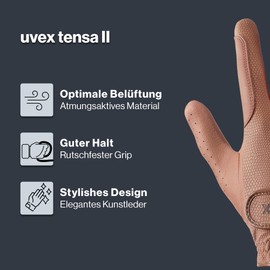Uvex tensa II - Durable Riding Gloves for Men and Women - Excellent Grip and Durable - Touch Screen Compatible - Light Brown - 8.5