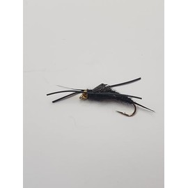 Deans' fly Shop. Kaufmann's Brown Stone Fly Fishing Flies, Bead Head Nymph with Rubber Legs, Stonefly Wet Fly (Black, Size 12) 6 Flies Per Order