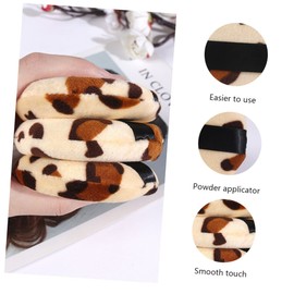 Baluue 5pcs Large Leopard Print Round Powder Puff for Makeup Loose Powder Puff
